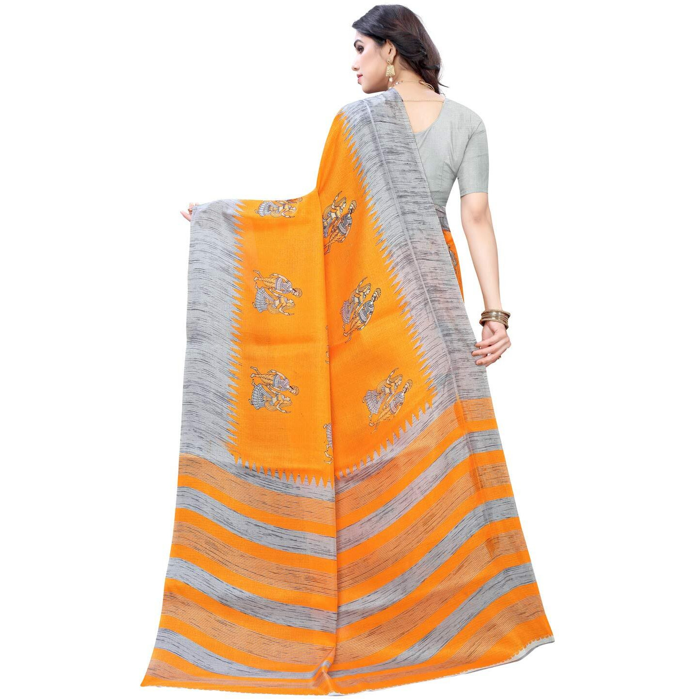 Satrani Womens Art Silk Saree (1790ST472_Orange)