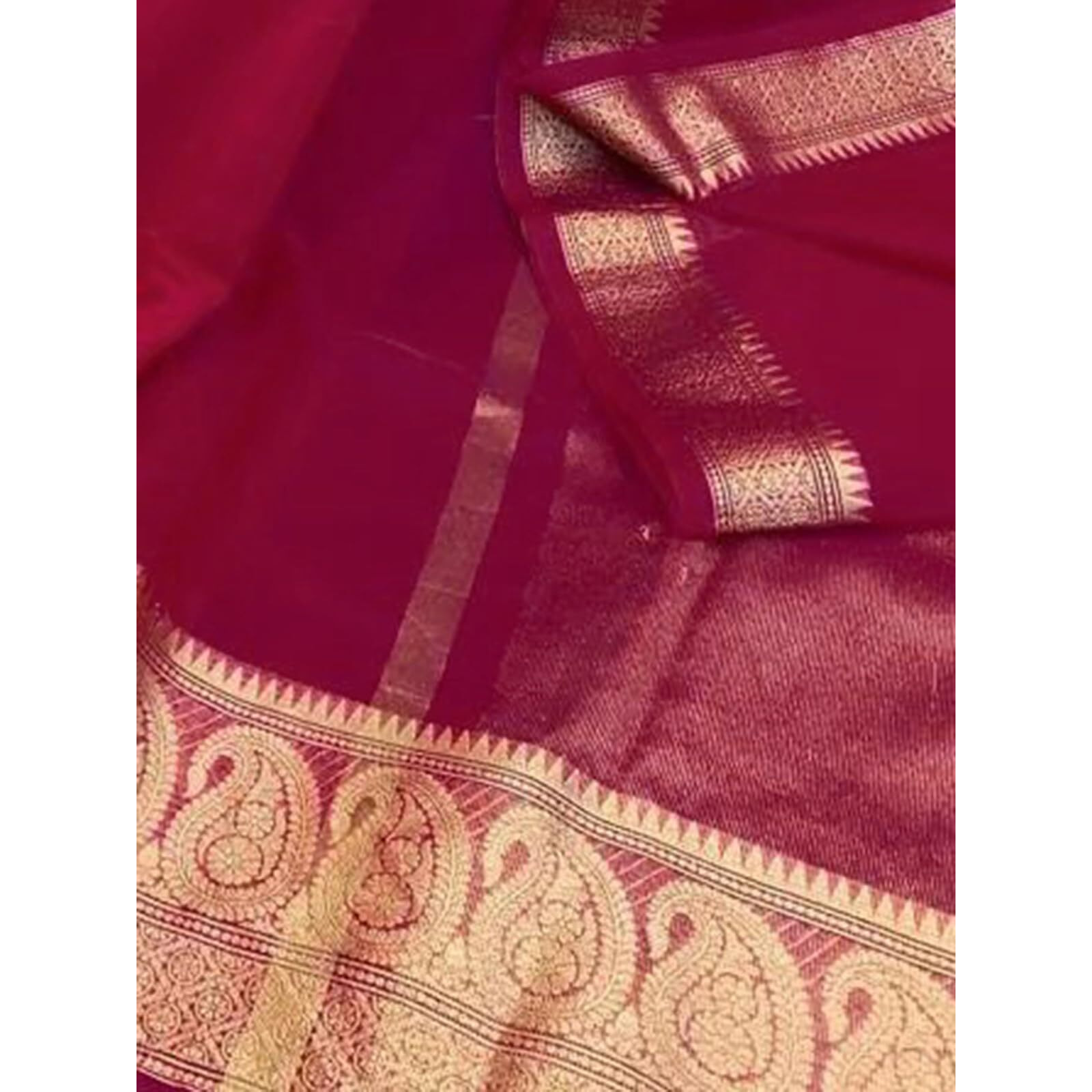 SIRIL Womens Zari Patta Organza Saree with Unstitched Blouse Piece (3276S254_Pink)