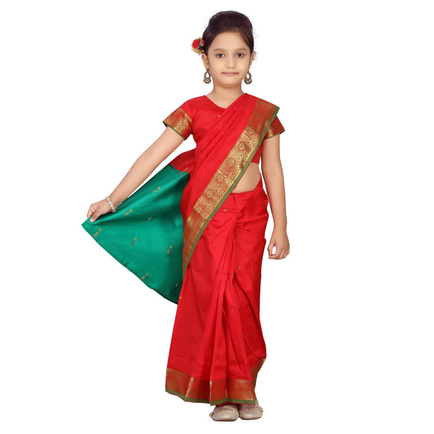 Aarika Girls Red Colour Saari (SR-20690-RED-36)