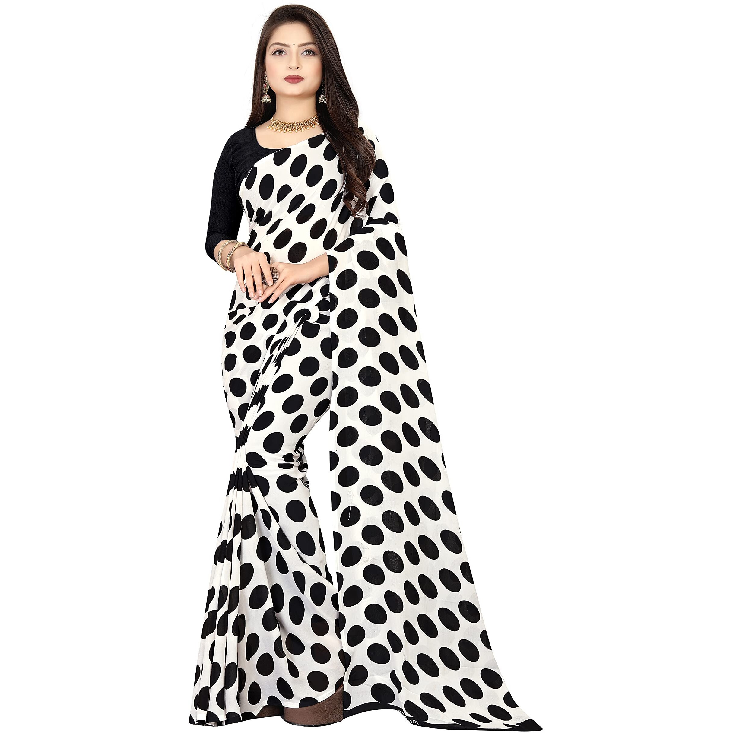 ANAND Sarees Georgette Printed Saree with Blouse Piece(AT_1613_4)