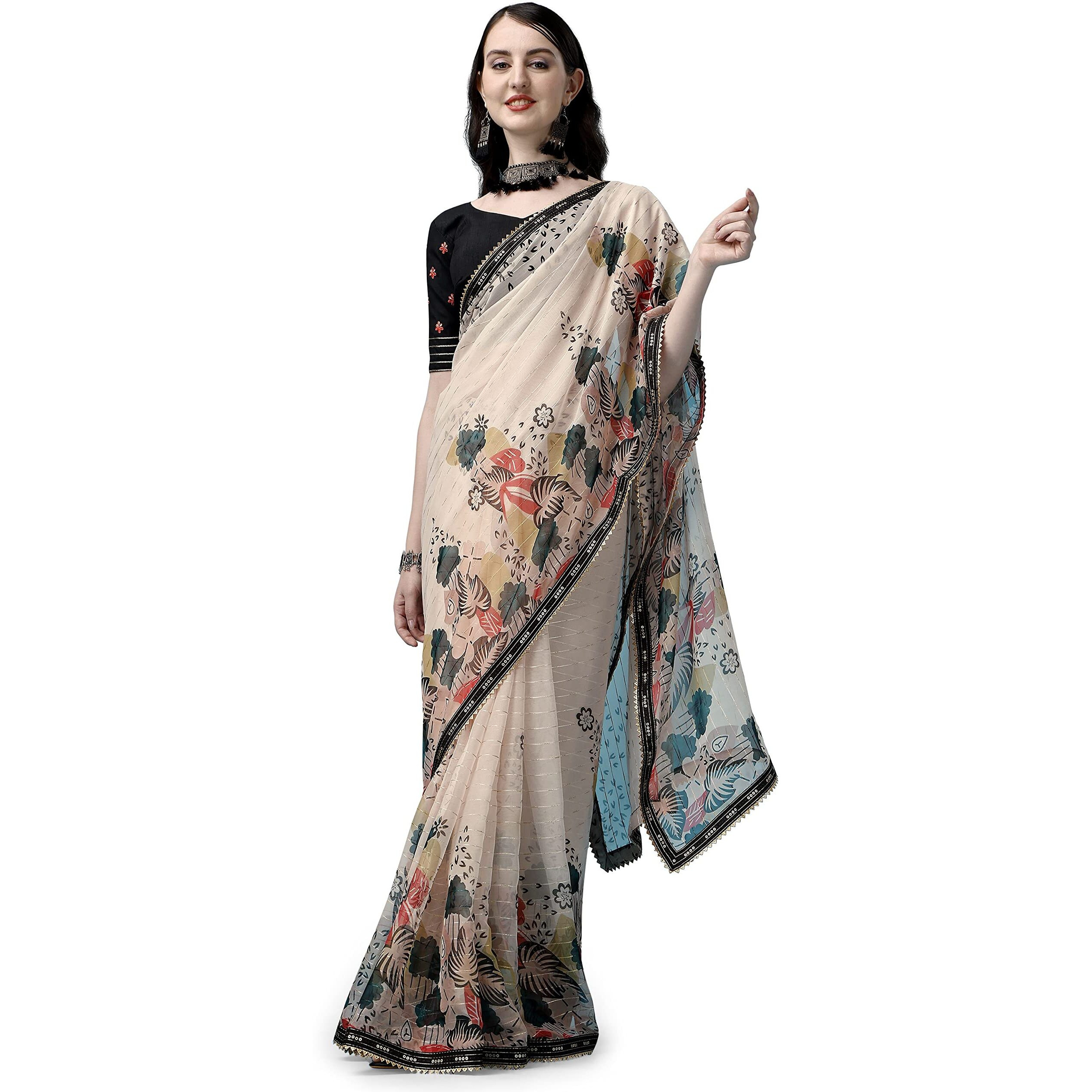 SUTRAM Printed Trendy Saree for Women With Blouse Piece_ST1763