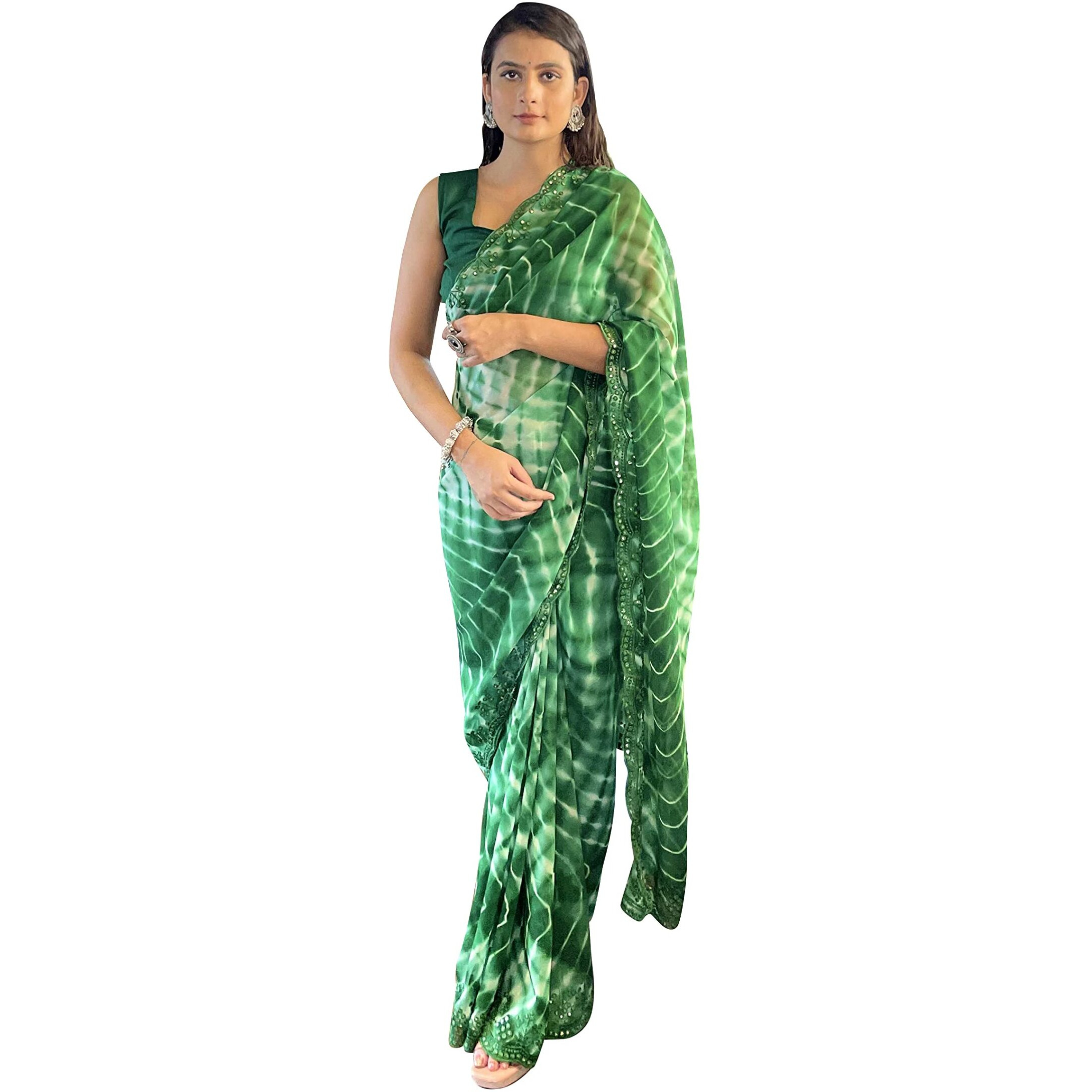 SUTRAM Printed Trendy 5.5 meter Saree with 0.8 meter Unstitch Blouse Piece_ST1753