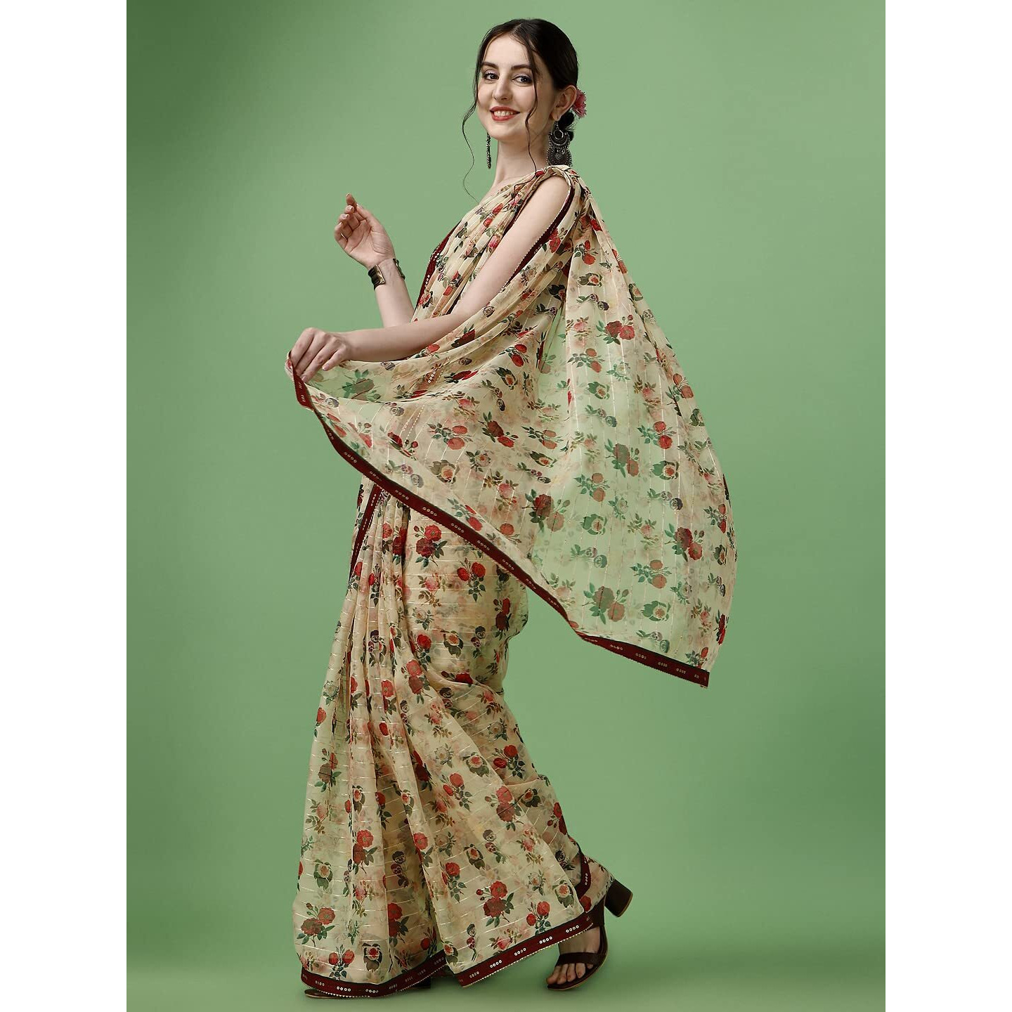 SUTRAM Printed Trendy Saree for Women With Blouse Piece_ST1760