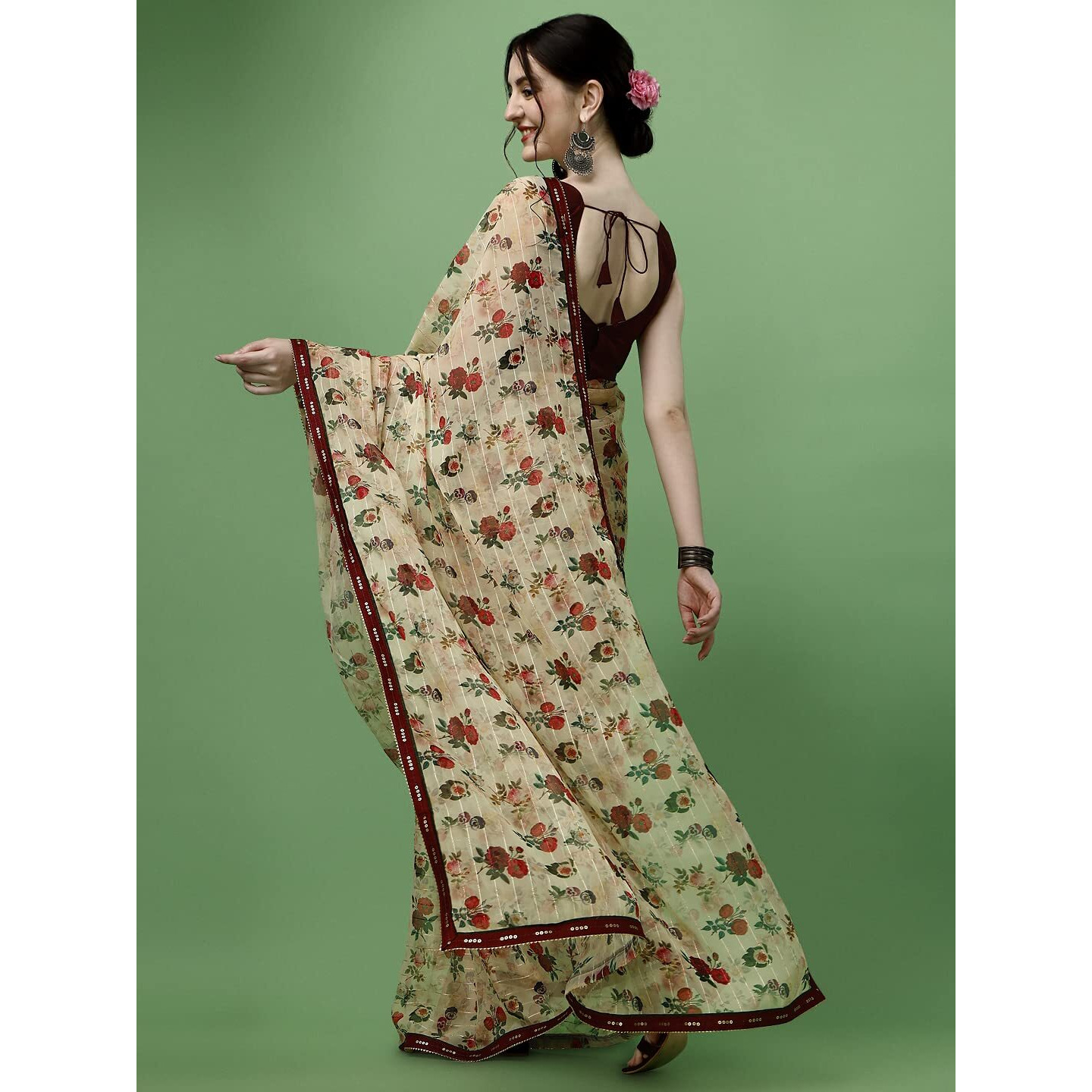 SUTRAM Printed Trendy Saree for Women With Blouse Piece_ST1760