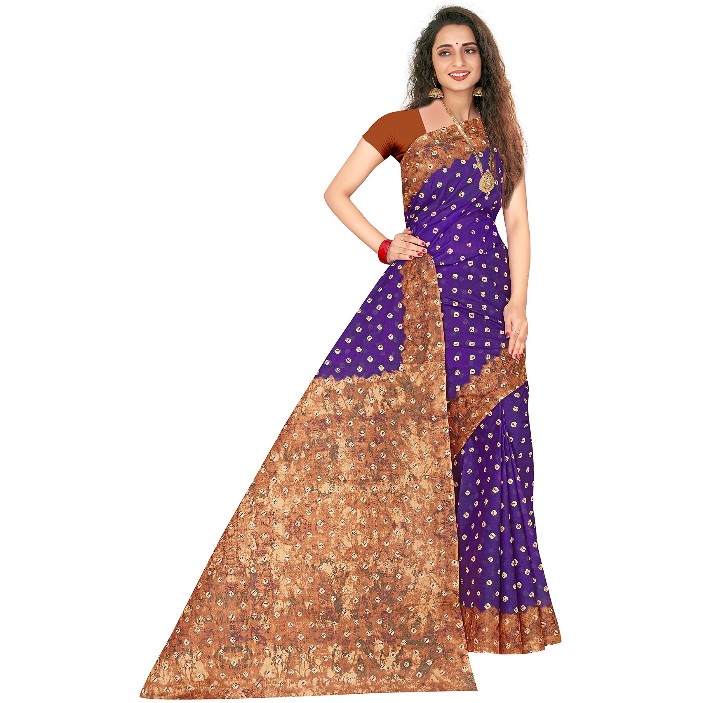 TAMAIRA FASHION Womens Plain Weave Pure Cotton Saree Without Blouse Piece(2355_Purple)