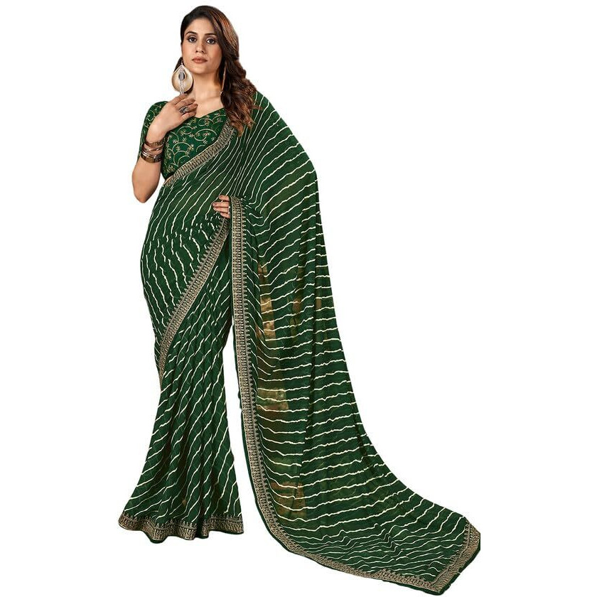 Satrani Womens Pure Georgette Saree (3252S581N_Green4)