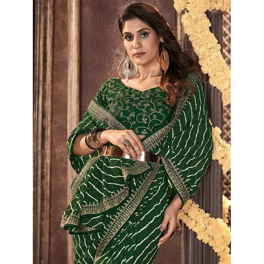 Satrani Womens Pure Georgette Saree (3252S581N_Green4)