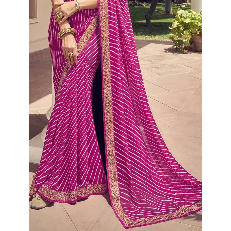 Satrani Womens Knit Pure Georgette Saree (2770S431N_Pink3)