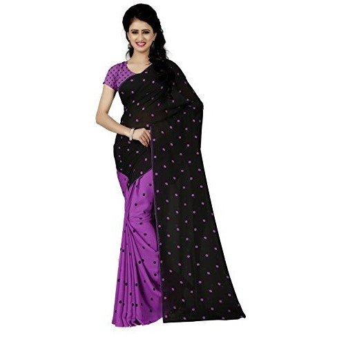 Anand Sarees Womens Georgette Saree With Blouse Piece (1262_4_multicolour_Free size_Purple)