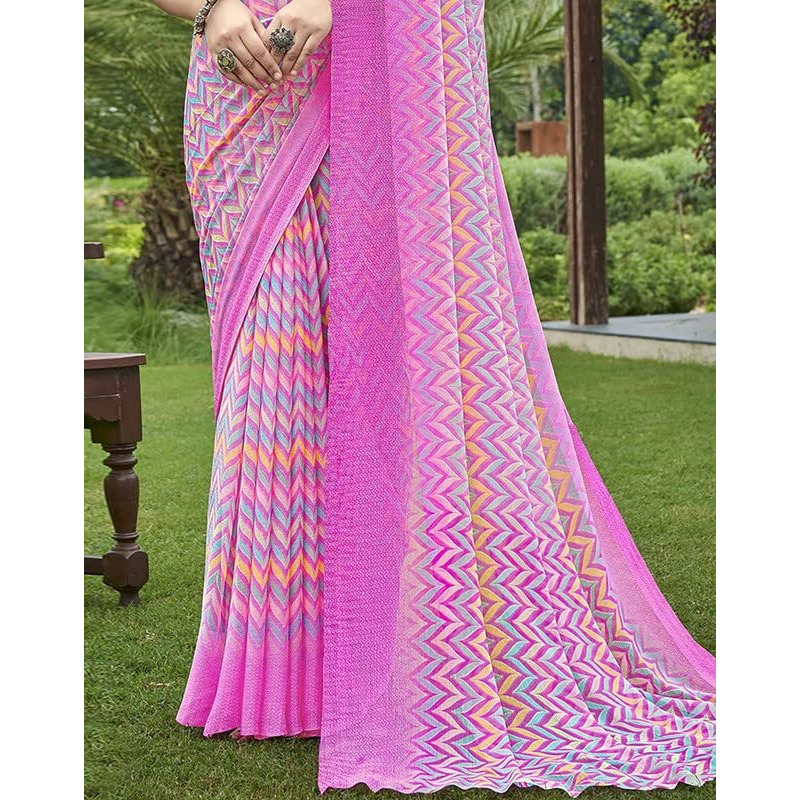 Satrani Womens Knit Pure Chiffon Saree (2618S2072N_Pink)