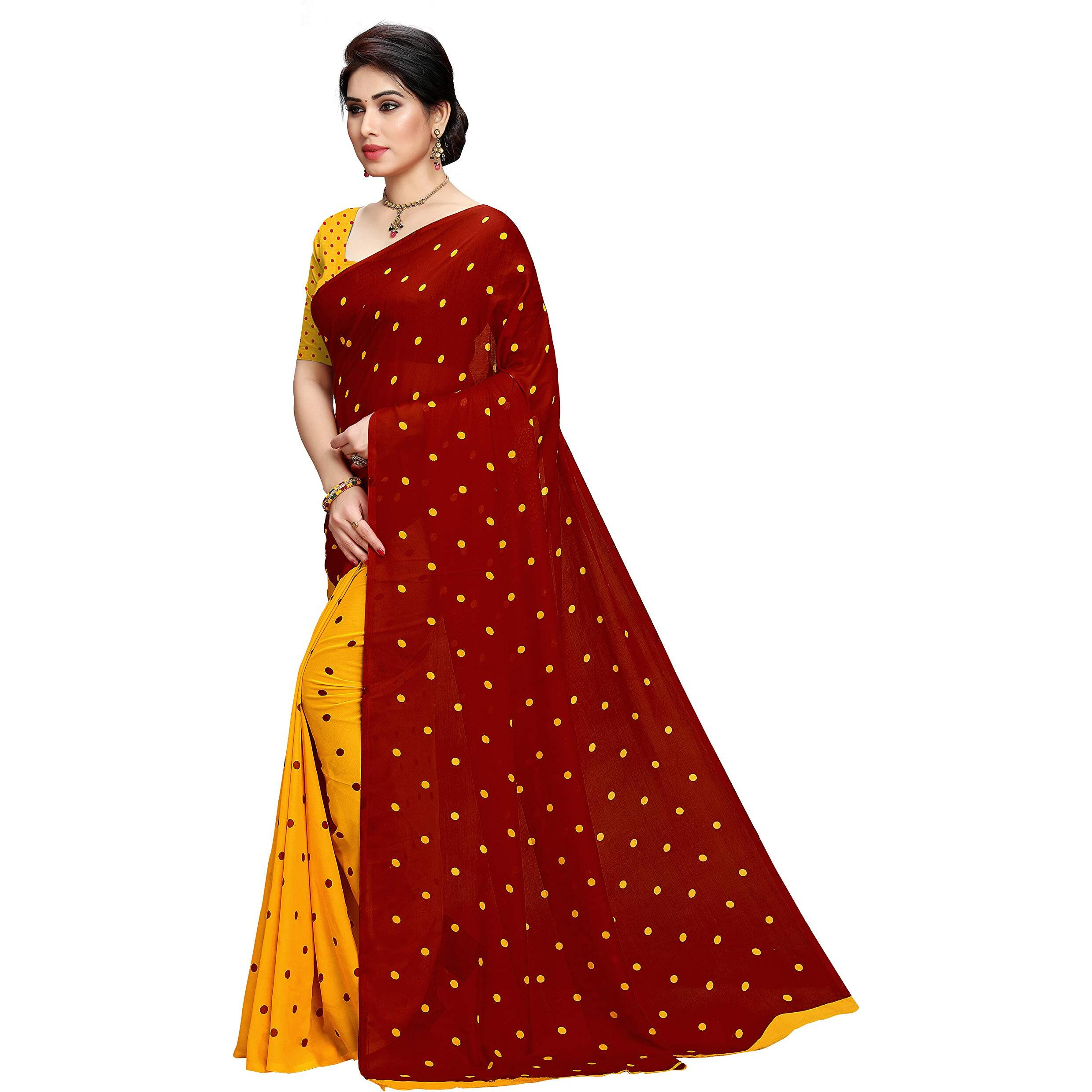 Anand Sarees Womens Georgette Saree with Blouse Piece (1262_7_Red)