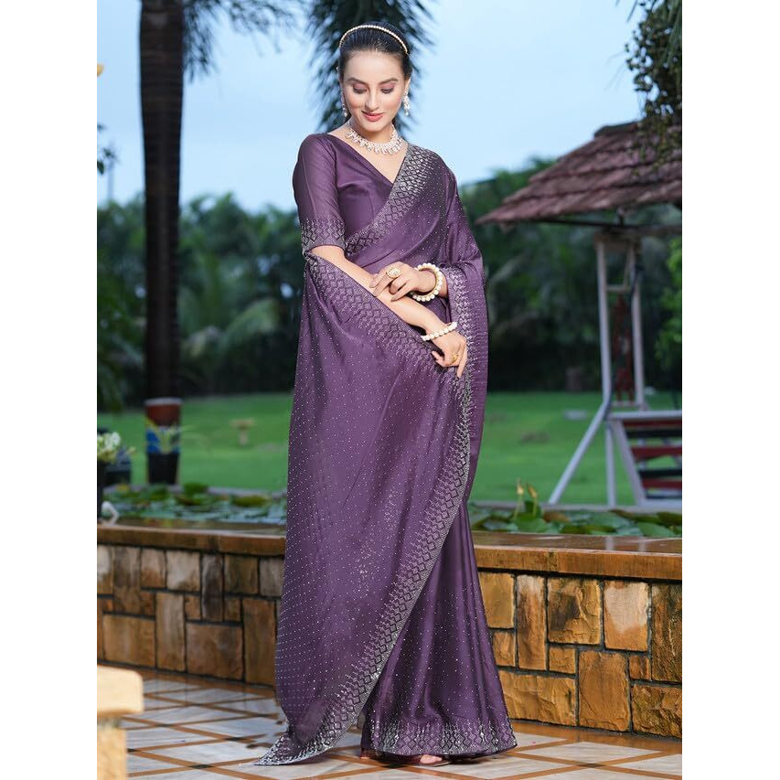 Satrani Womens Pure Georgette Saree (3186S135N_Light Purple)