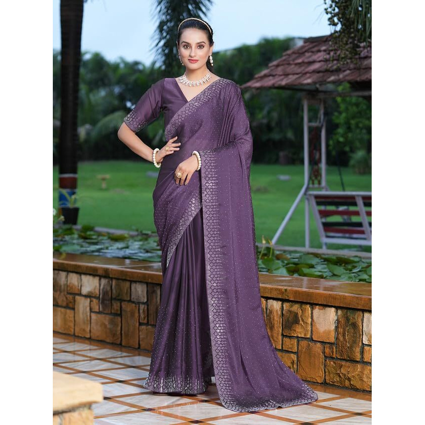 Satrani Womens Pure Georgette Saree (3186S135N_Light Purple)