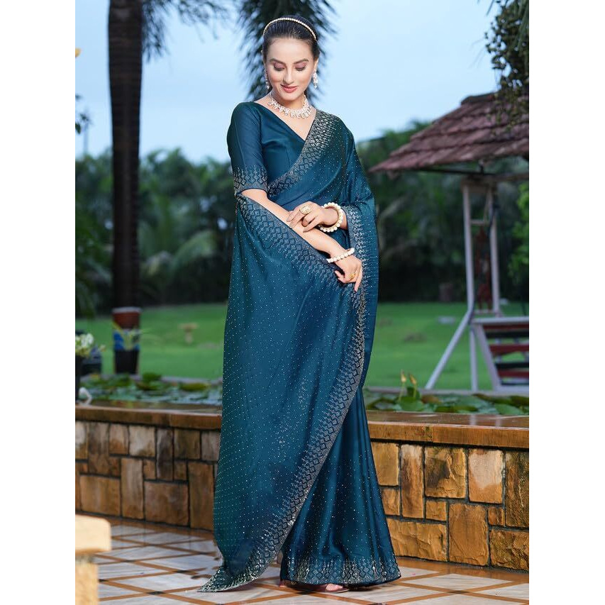 Satrani Womens Pure Georgette Saree (3186S141N_Dark Blue)