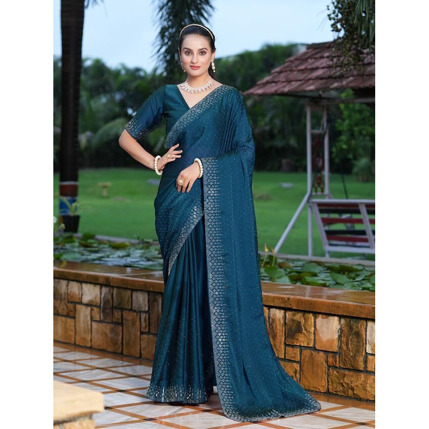 Satrani Womens Pure Georgette Saree (3186S141N_Dark Blue)