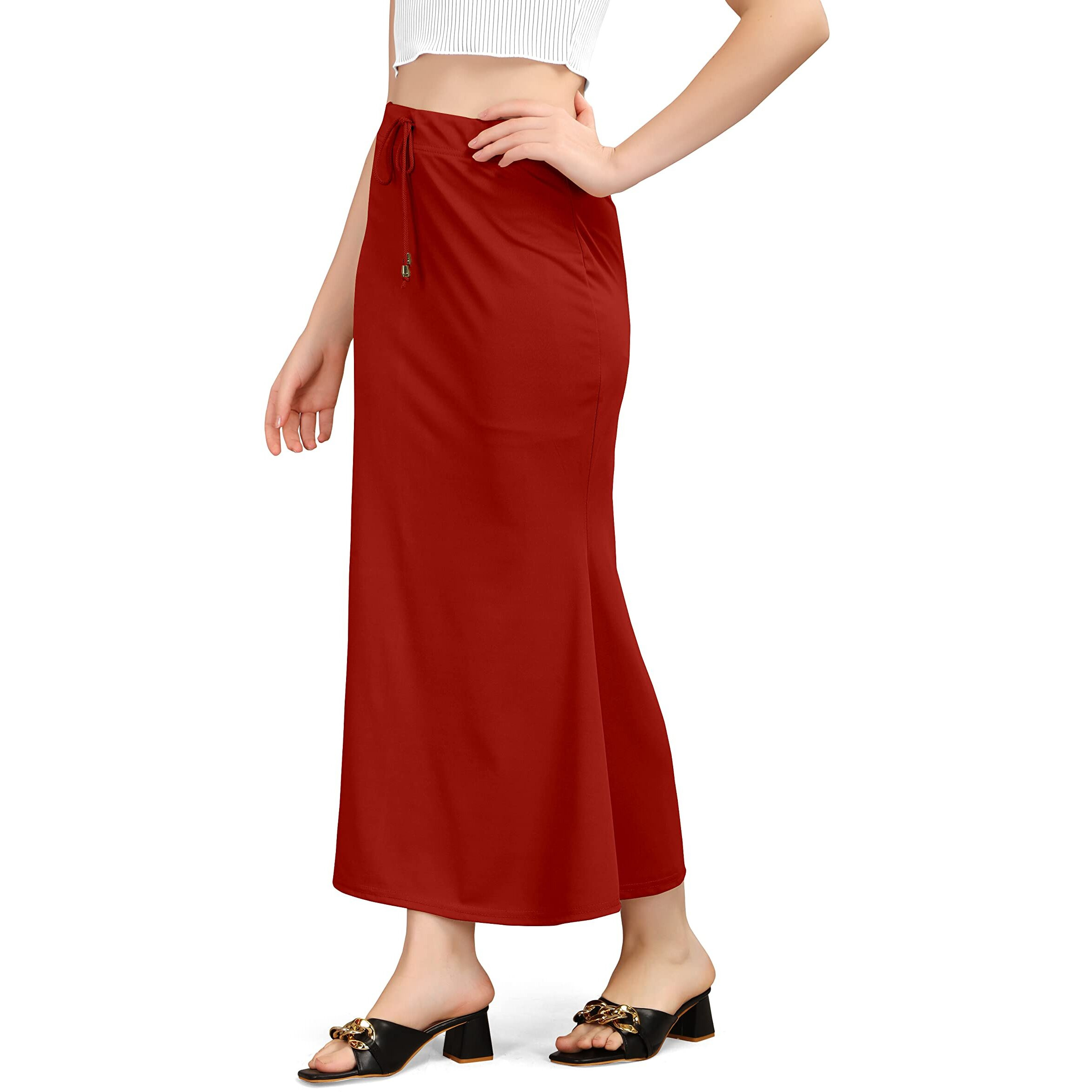 Mogsa Lycra Fishcut Saree Shapewear Petticoat for Women, Shapers for Womens Sarees (XL, Maroon)