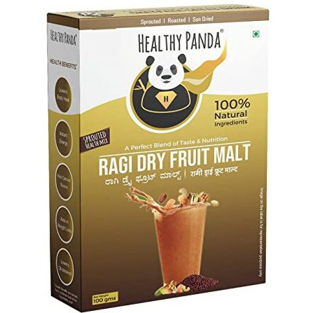 HEALTHY PANDA Organic Sprouted Ragi Dry Fruit Malt/Sprouted Ragi Health Mix(Health Mix) (Ragi Drink) (Sprouted Millet Mix) (800 g) 100 g x Pack Of 8