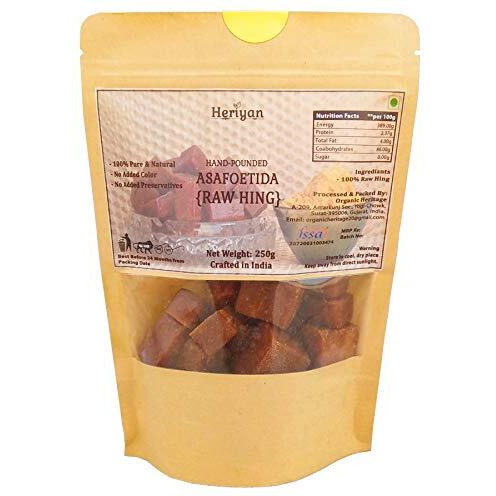 Heriyan Hing/Asafoetida 100% Pure and Natural | Chemical Free, Strong & Aromatic Hing (Raw & Powder) (Raw, 250g)