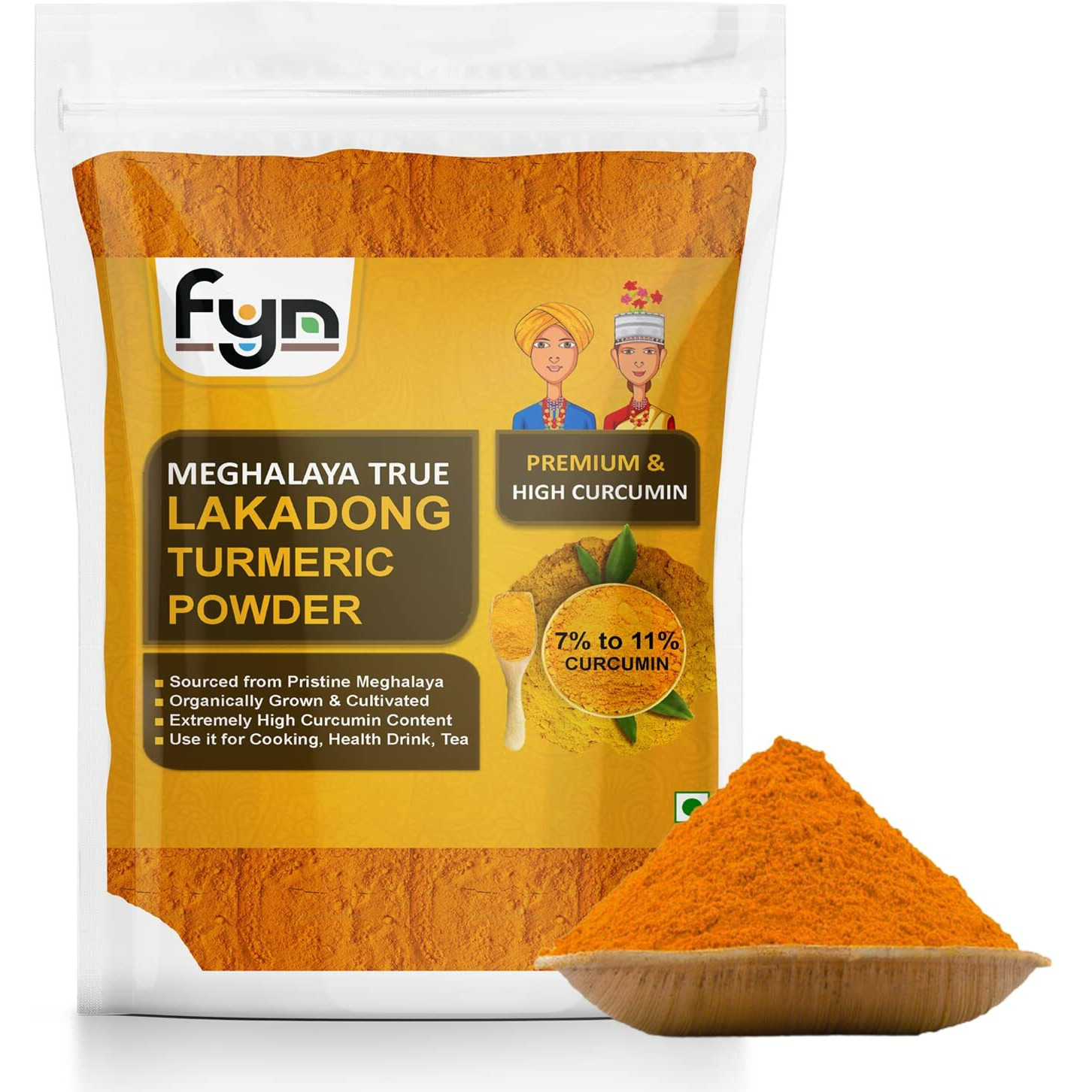 FYN High Curucmin Lakadong Turmeric/Haldi Powder (Upto 11%) - 400g - From Meghalaya for Immunity