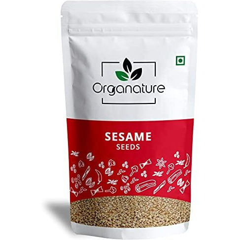 Organature Fresh & Natural White Sesame Seeds (Unhulled) | White Til | Tal | Indian Spices (400 Grams)