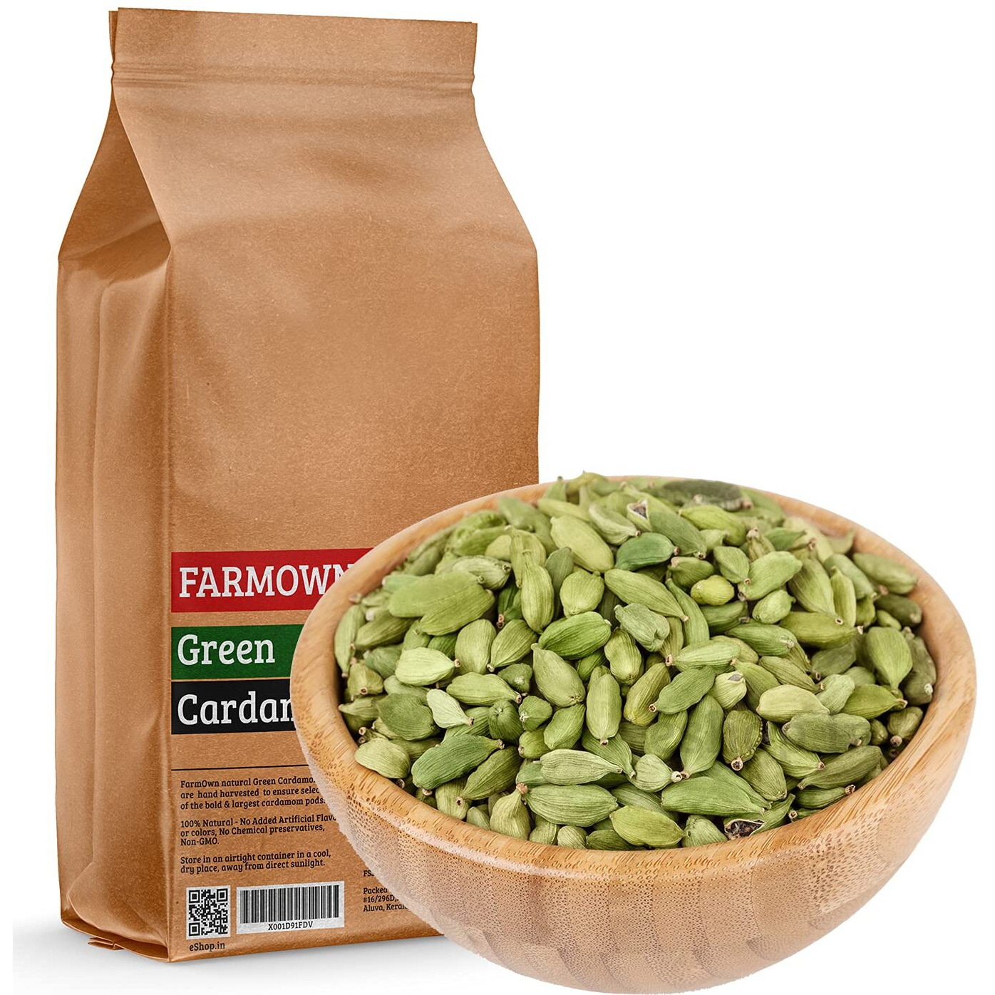 FarmOwn Green Cardamom Bold 8MM (Elaichi) Pouch (50 Grams)