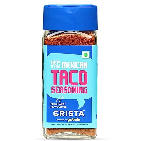 CRISTA Mexican Taco Seasoning for Taco, Enchilada & Burrito | Premium Herbs & Spices Blend with authentic Mexican Flavours | Zero added Colours, Fillers, Additives & Preservatives | Vegan | 45 gms