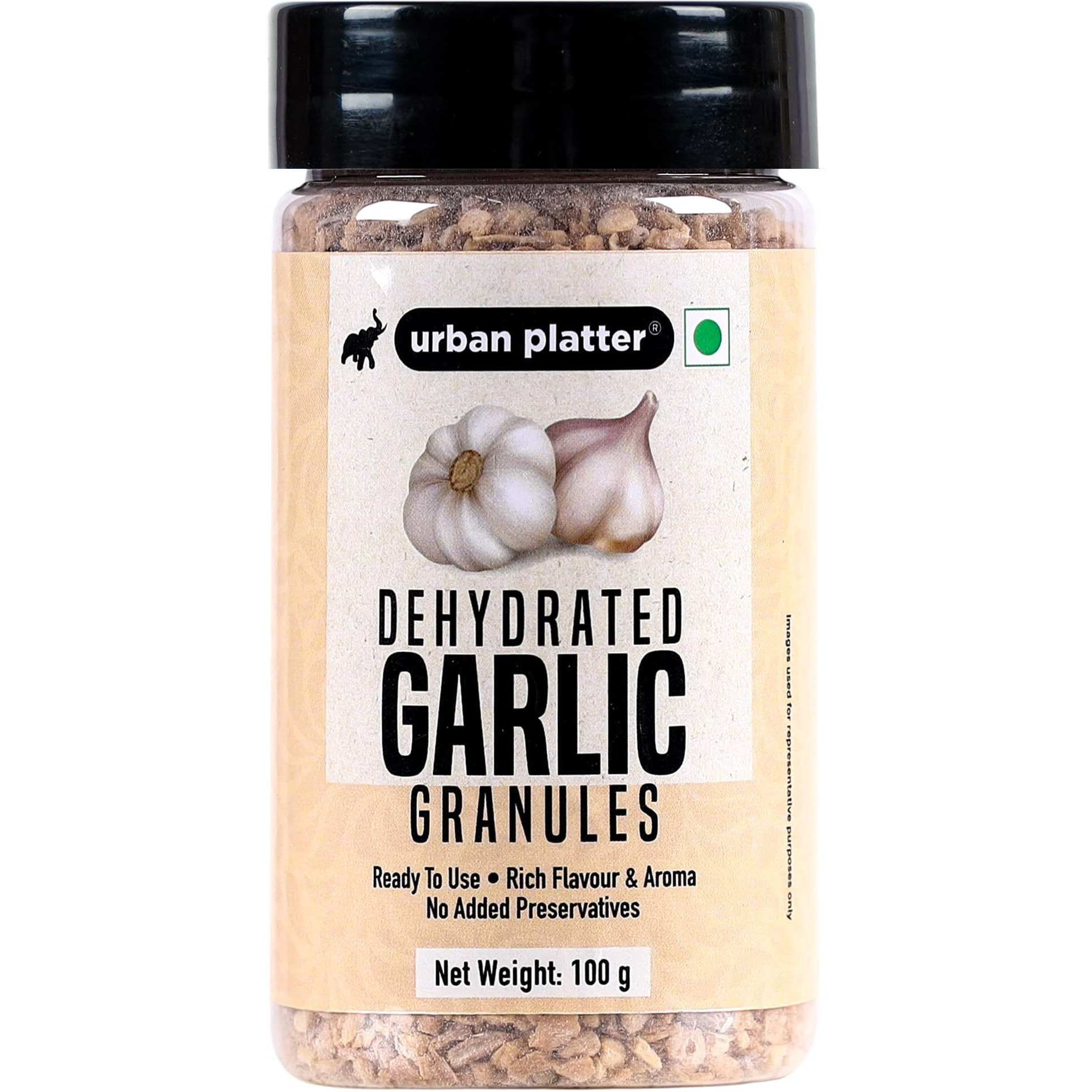 Urban Platter Dehydrated Garlic Granules Shaker Jar, 100g / 3.5oz [Versatile, Savoury, Great Flavour]