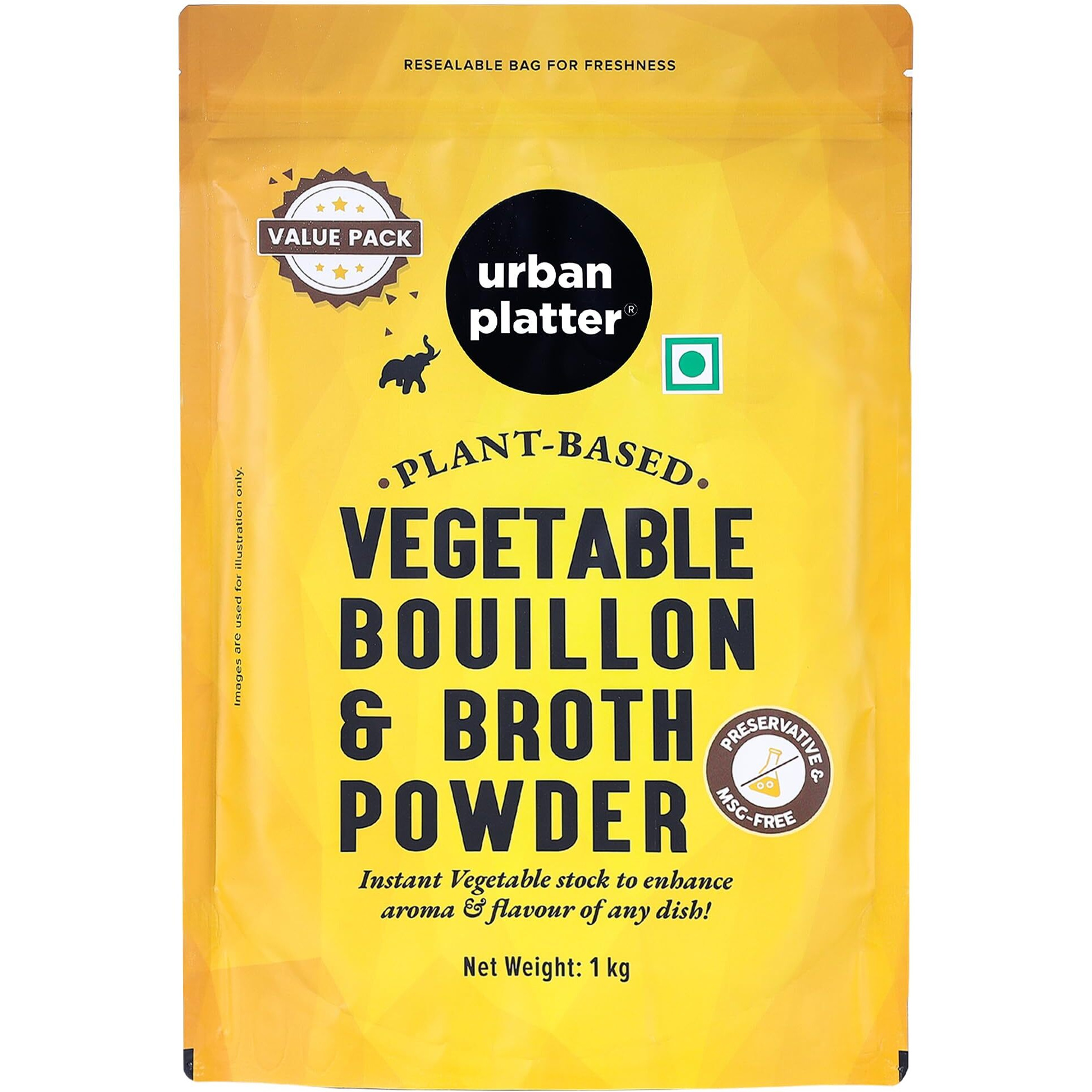 Urban Platter Vegetable Bouillon and Broth Powder, 1Kg [Anytime Convenience | Prepares Quickly | Vibrant Flavours | Ideal seasoning and condiment]