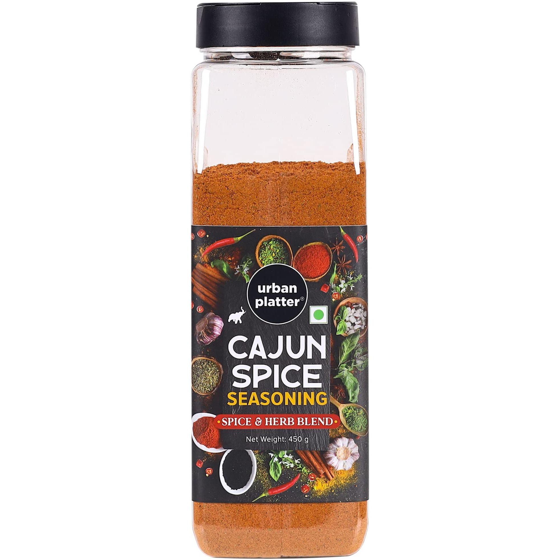 Urban Platter Cajun Spice Seasoning Shaker Jar, 450g / 16oz [Perfect for Fries, Appetizers, Proteins and More | Spicy & Herby]