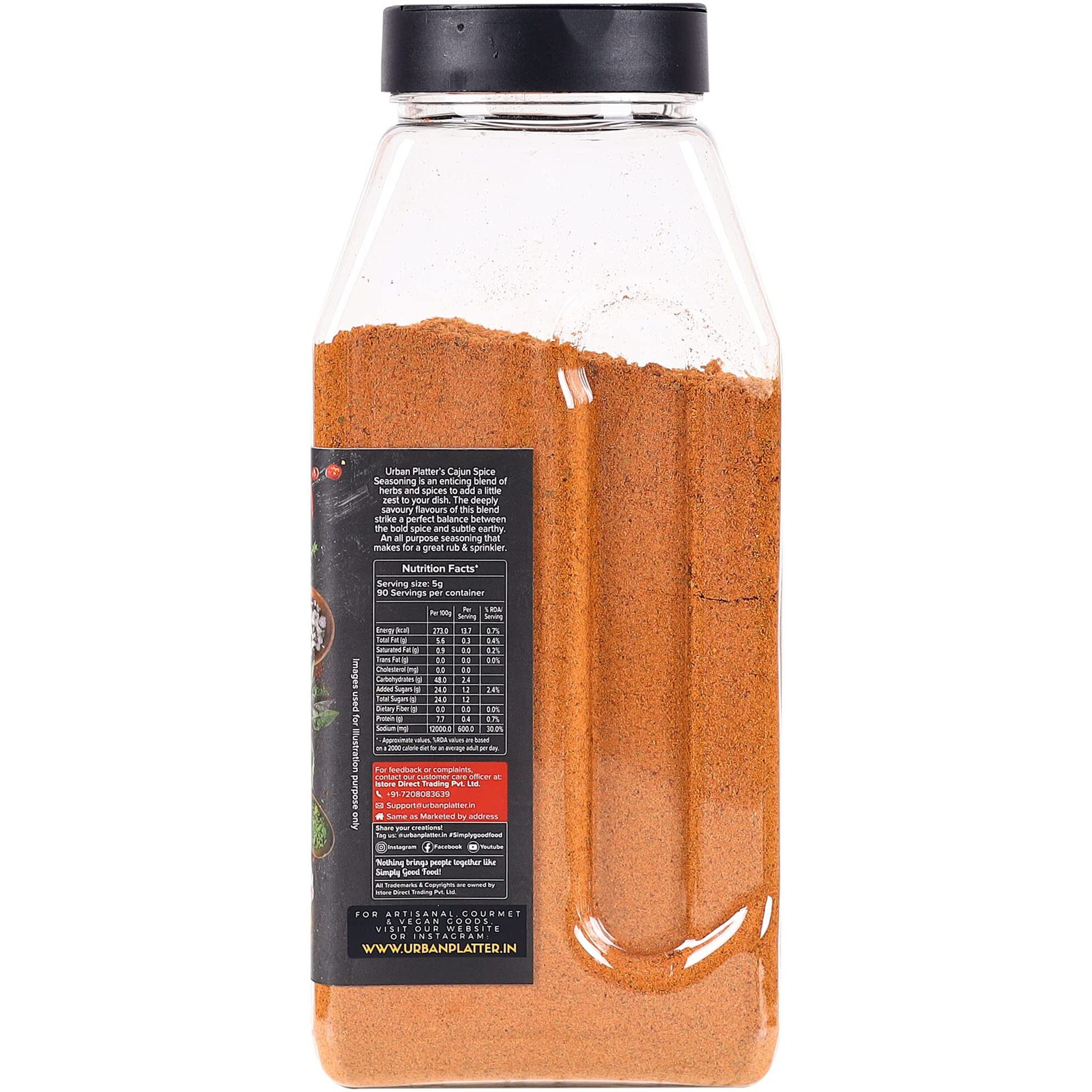 Urban Platter Cajun Spice Seasoning Shaker Jar, 450g / 16oz [Perfect for Fries, Appetizers, Proteins and More | Spicy & Herby]