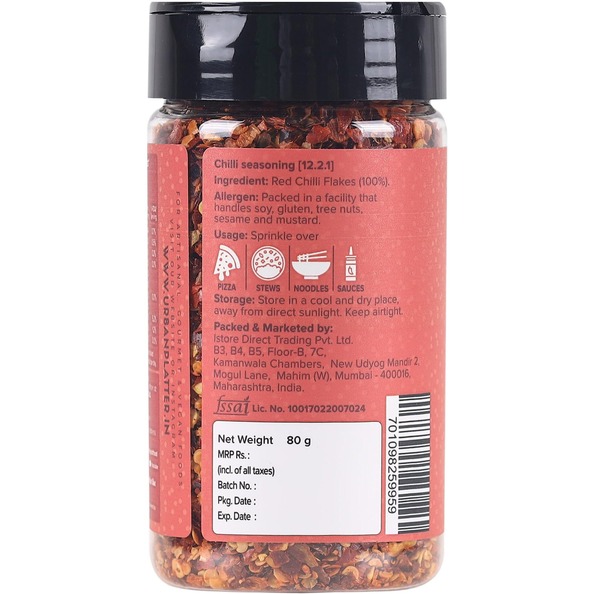 Urban Platter Dried Red Chilli Flakes, 80g