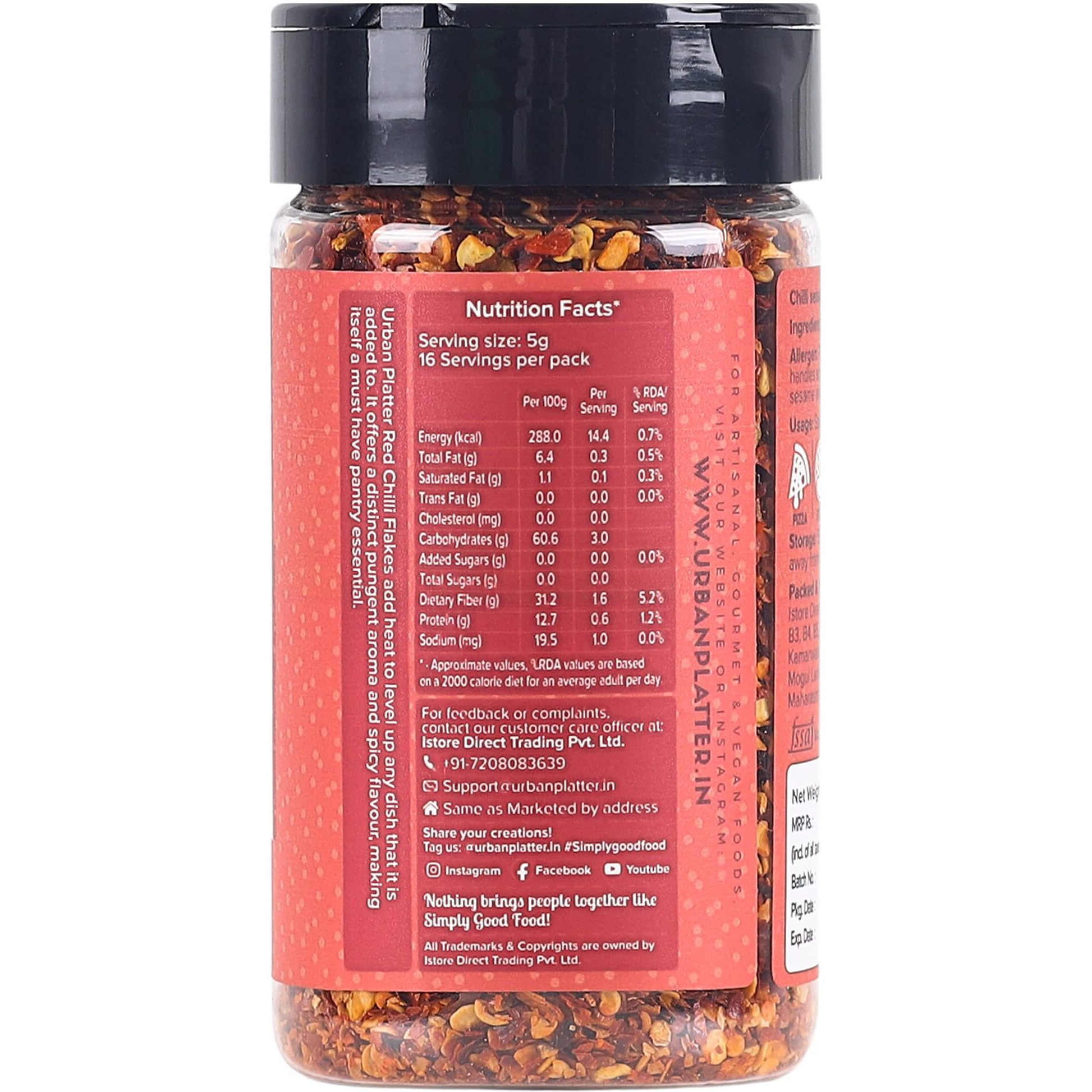 Urban Platter Dried Red Chilli Flakes, 80g