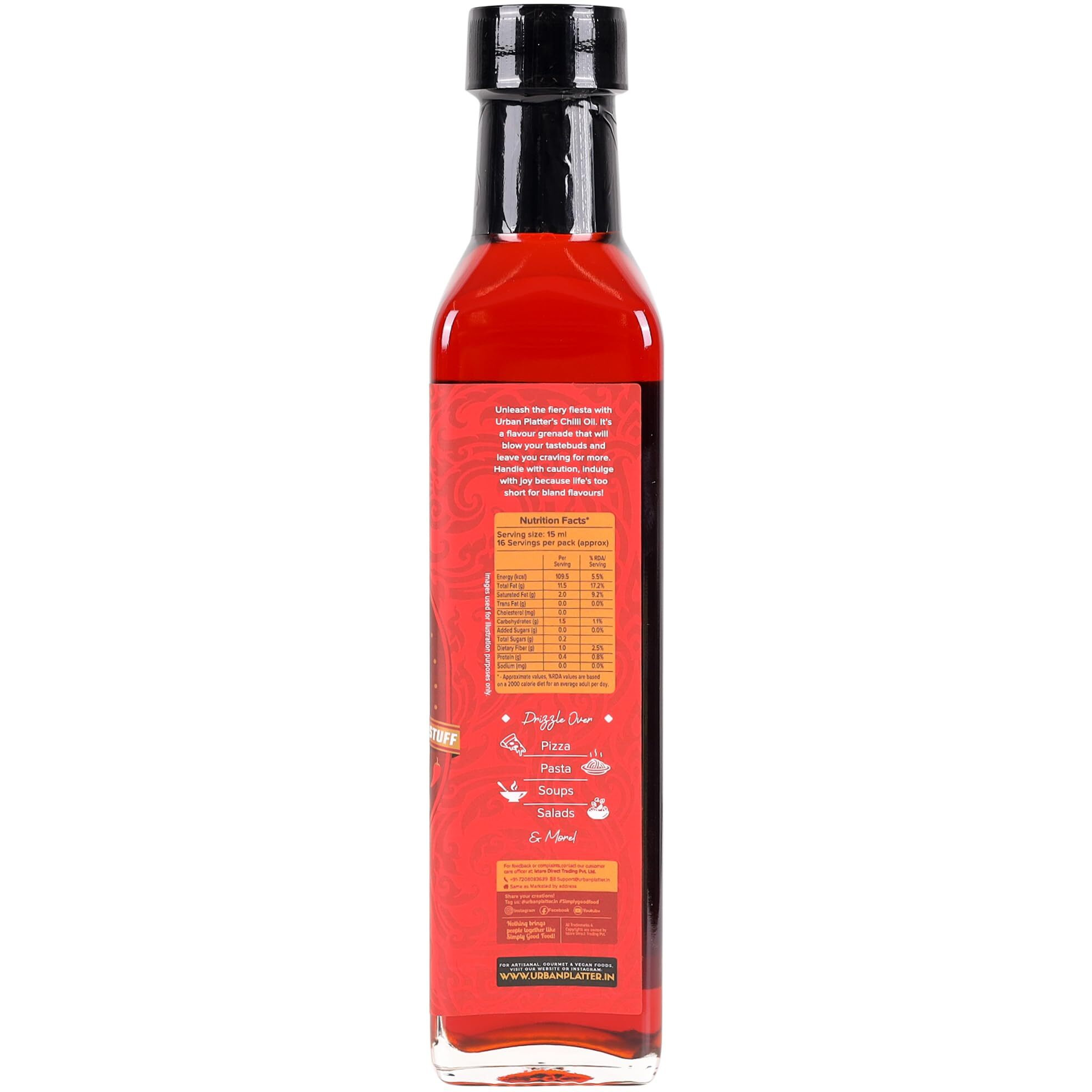 Urban Platter Chilli Oil, 240ml (Condiment, Hot and Spicy, Peppers and Spices Infused Oil, Add to pastas, pizzas, salads, soups)