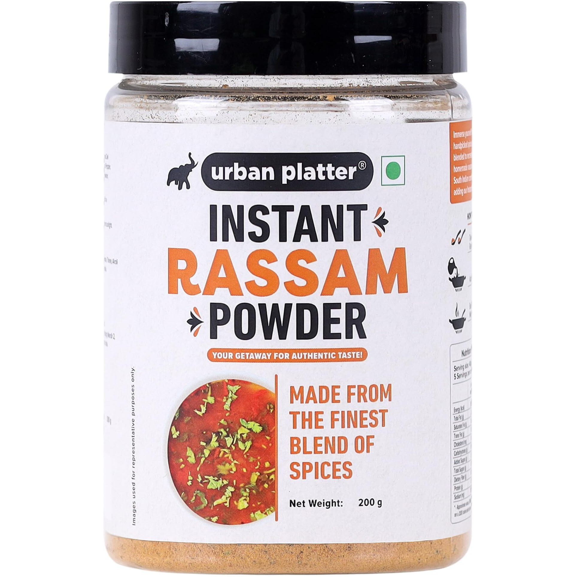 Urban Platter South Indian Style Instant Rassam Powder, 200g / 7oz [Spicy Lentil Soup, Just Add Water & Cook Rasam]