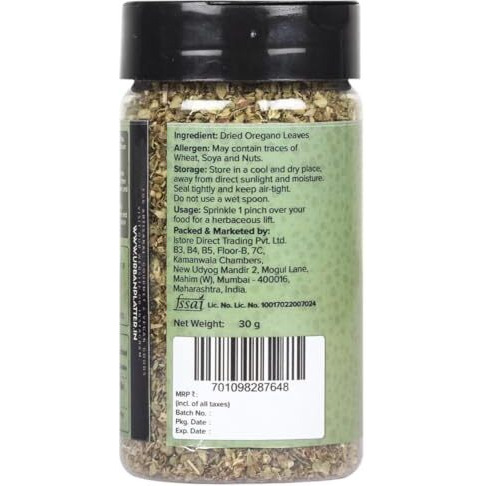 Urban Platter Dried Oregano Flakes Shaker Jar, 30g (Product of Turkey Highly Aromatic 3% Oil Content)