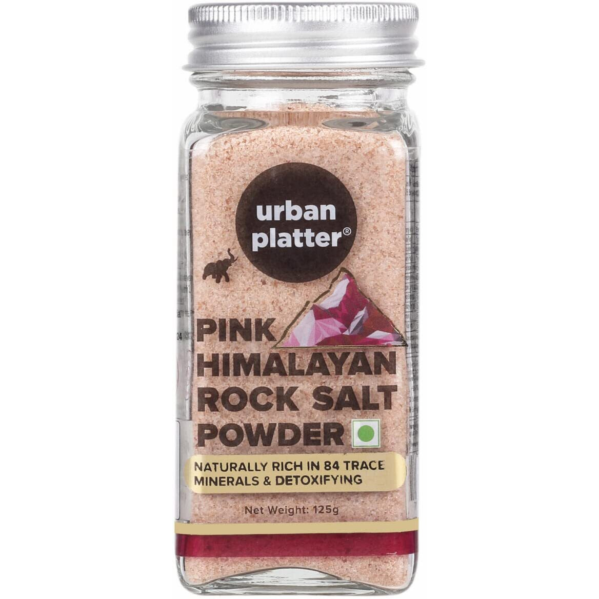 Urban Platter Pink Himalayan Rock Salt Powder, 125g (Unrefined | Additive Free | 100% Pink Rock Salt | Sendha Salt | Glass Jar)