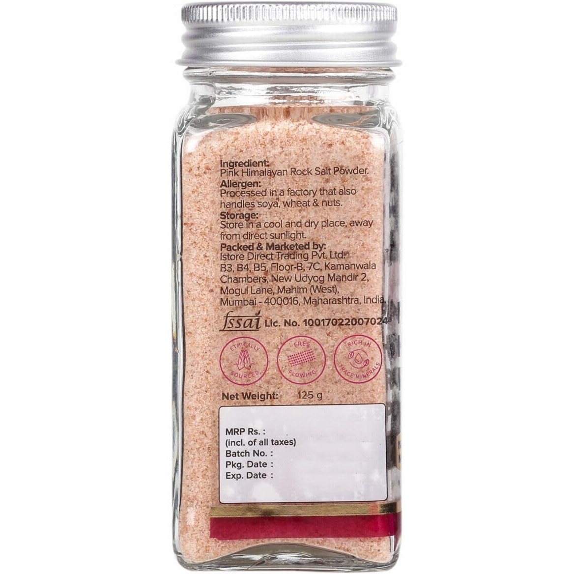 Urban Platter Pink Himalayan Rock Salt Powder, 125g (Unrefined | Additive Free | 100% Pink Rock Salt | Sendha Salt | Glass Jar)