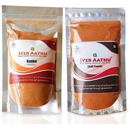 IYER AATHU Sambar Powder 100gm and Chilli Powder 100gm (Pack of 2)