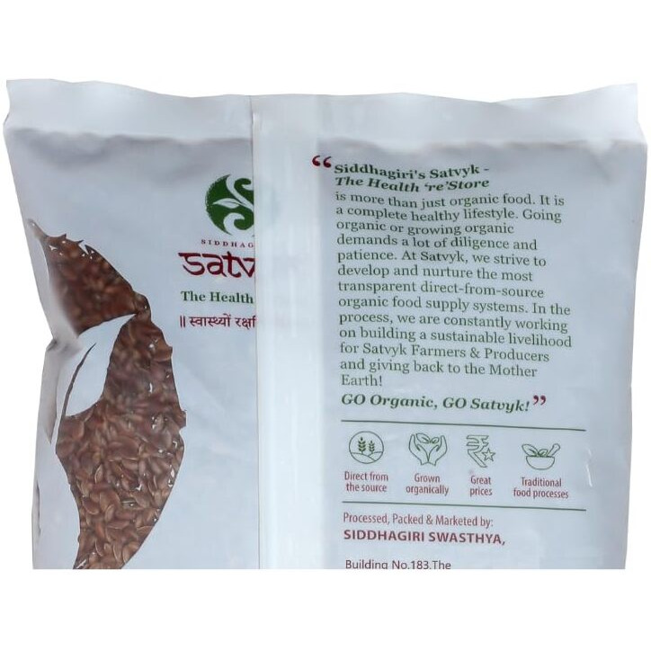 S Siddhagiris SATVYK THE HEALTH re STORE Organic Flax Seeds (100gm) - Raw Flaxseeds | Fiber Rich | Ideal for Hair Growth | Premium Flaxseeds | Diet Snack Food | Seeds for Eating