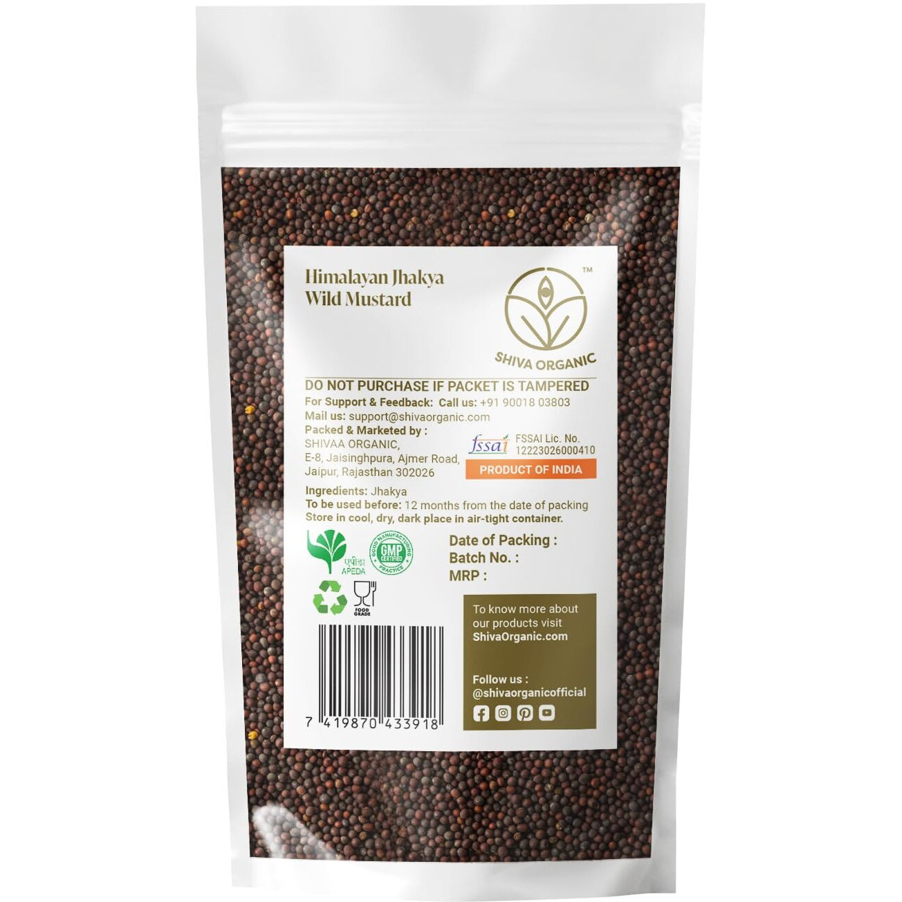 Shiva Organic Himalayan Jakhya/Wild Mustard Seeds 100g - Sourced organically from Uttarakhand l Cleome Viscose l Prsticide free