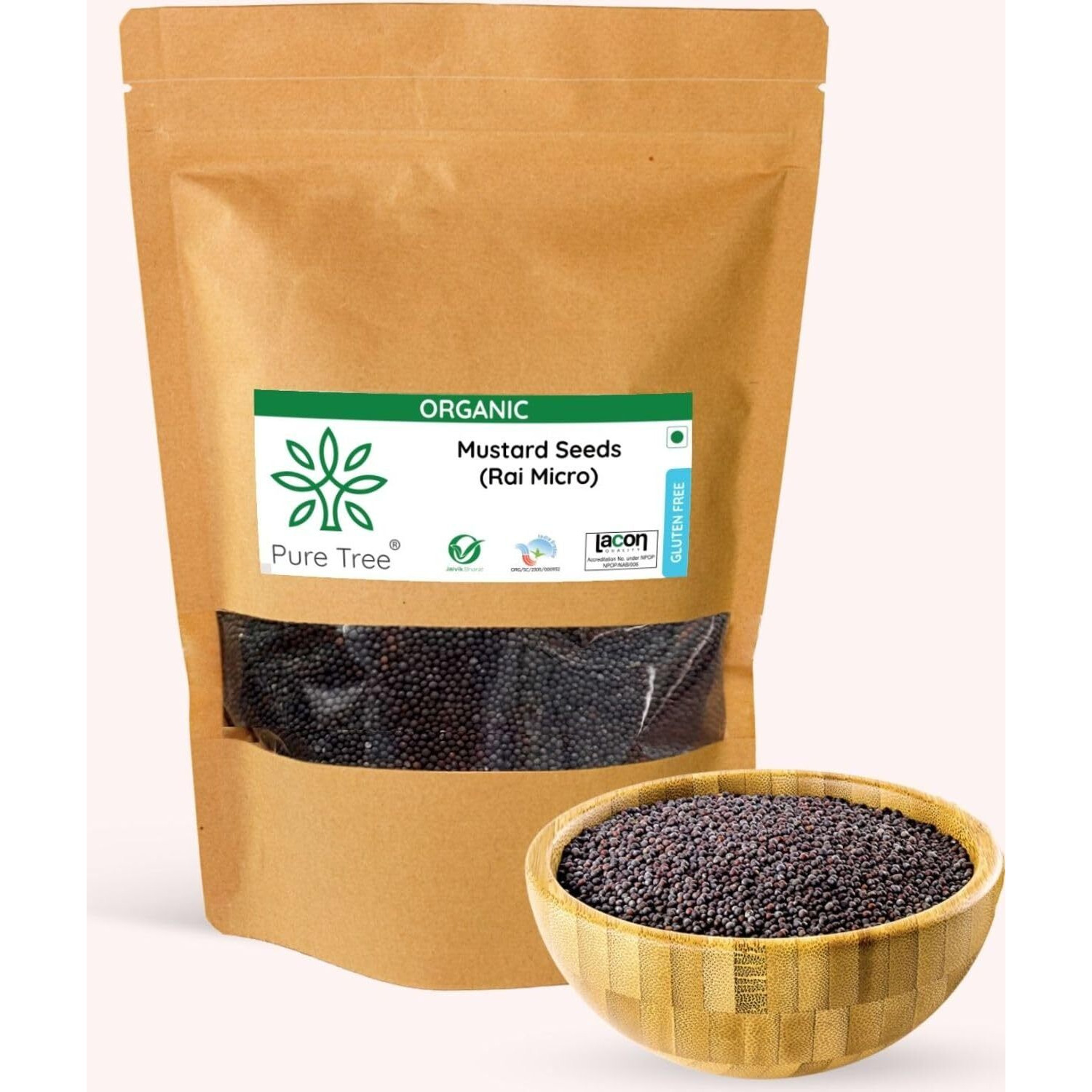 Pure Tree Certified Organic Mustard Seeds Small | 100 g | Black Small Mustard Rai Seeds Small | Sasive seeds Whole Kali Rai Dana | Sarson dana Indian Spice Gluten Free