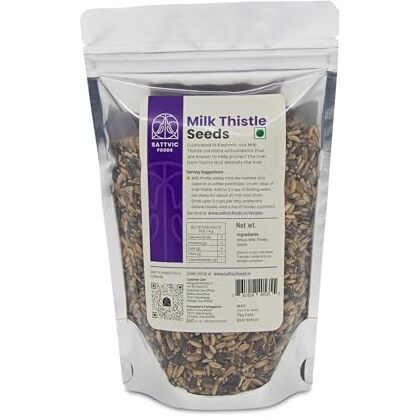 Sattvic Foods Milk Thistle Seeds (250 g) Sourced from Kashmir, Unheated, Untreated | Antioxidant-Rich aiding in Liver Support & Alcohol Detox | Roast & use as a Coffee substitute