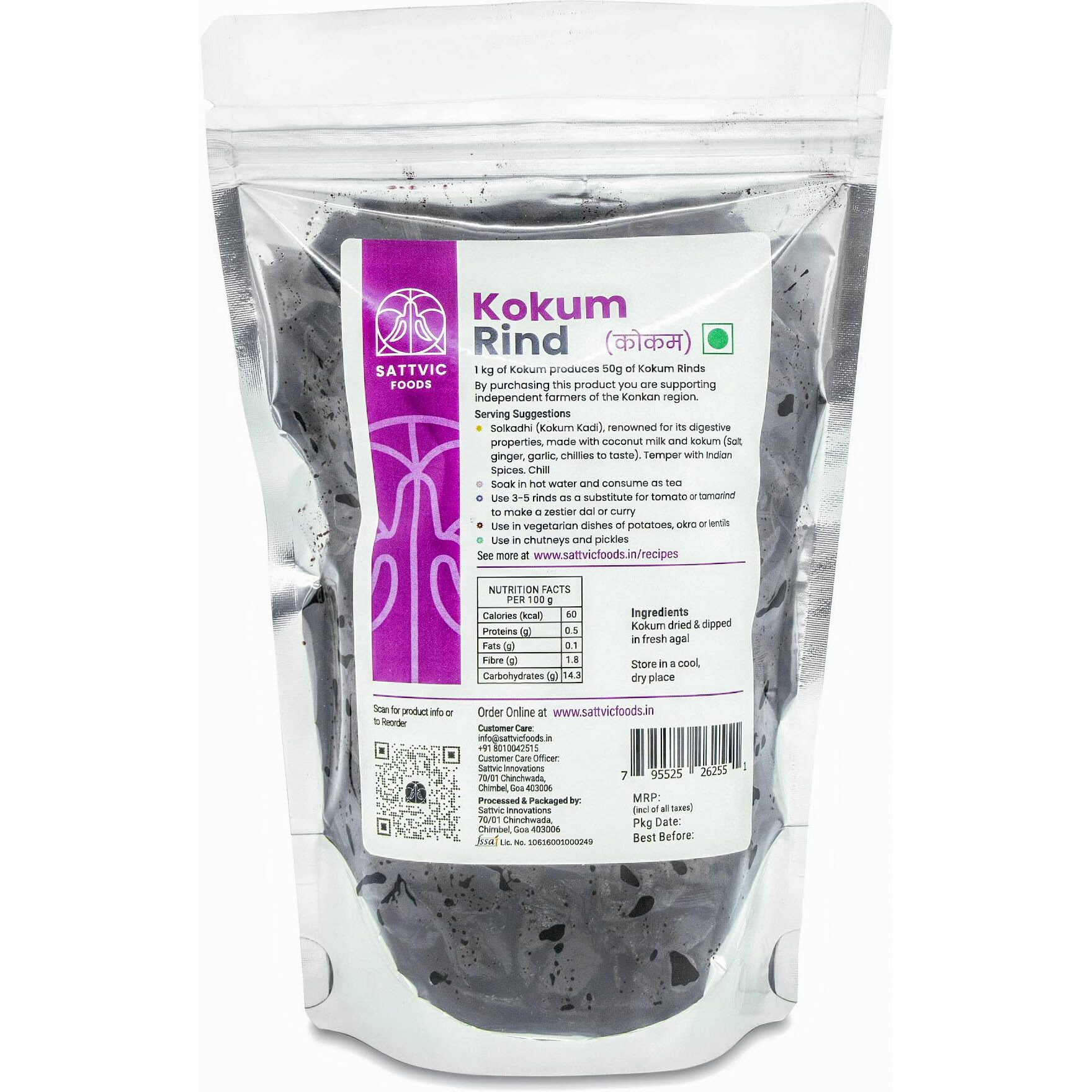 Sattvic Foods Kokum Rinds (750 g) from Farmers of Sindhudurg, Kokum is Rich in Vitamin C & Good for Digestion - Use in Curries, Juices, Syrups