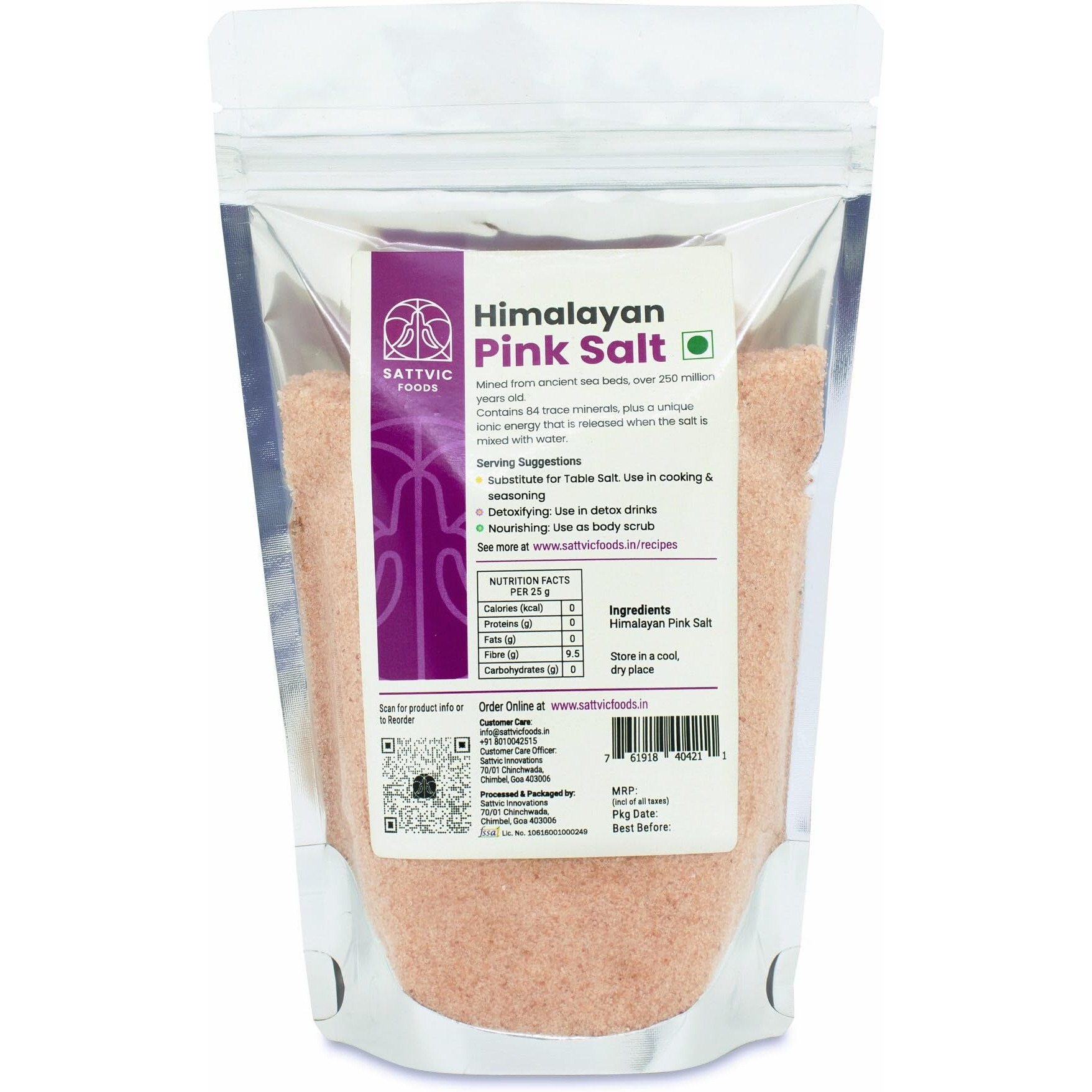 Sattvic Foods Himalayan Pink Salt (1.5 kg) | 84 Trace Minerals | Stone Ground | Natural Detoxifier | No Artificial Colour or Additives | Substitute for Common Salt