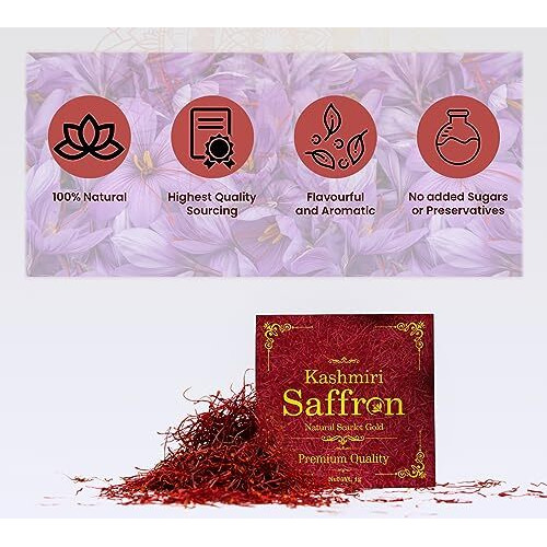 VEDAPURE Saffron | saffron original kashmiri | Finest A+ Grade Kashmiri Kesar For Pregnant Women, Cooking, Tilak &Sweets| Glass bottle with Gift Box |1 Gm (Pack of 1)