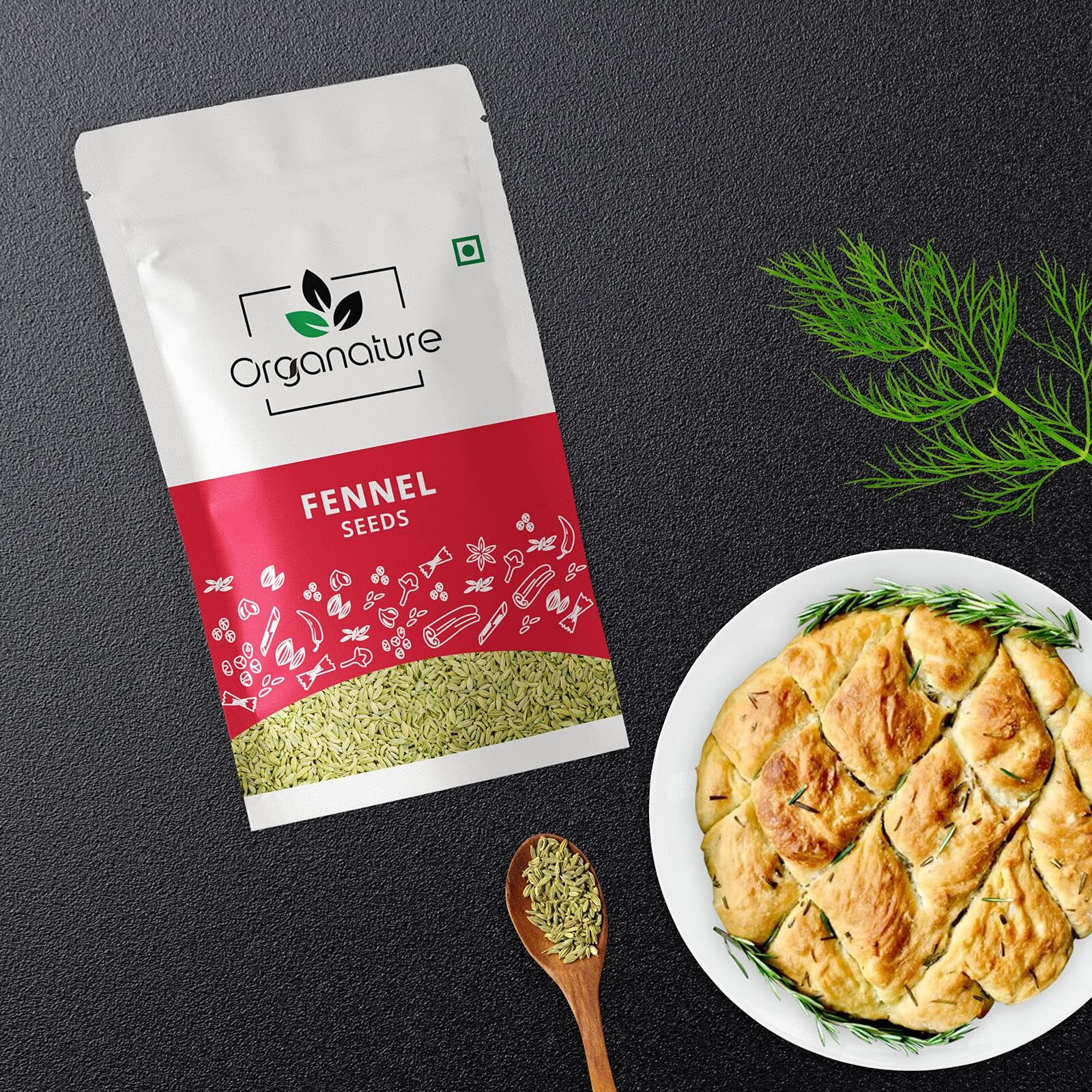 Organature Fresh & Natural Fennel Seeds 900g | Saunf | Variyali | Whole Indian Spices with Authentic taste & Strong Aroma