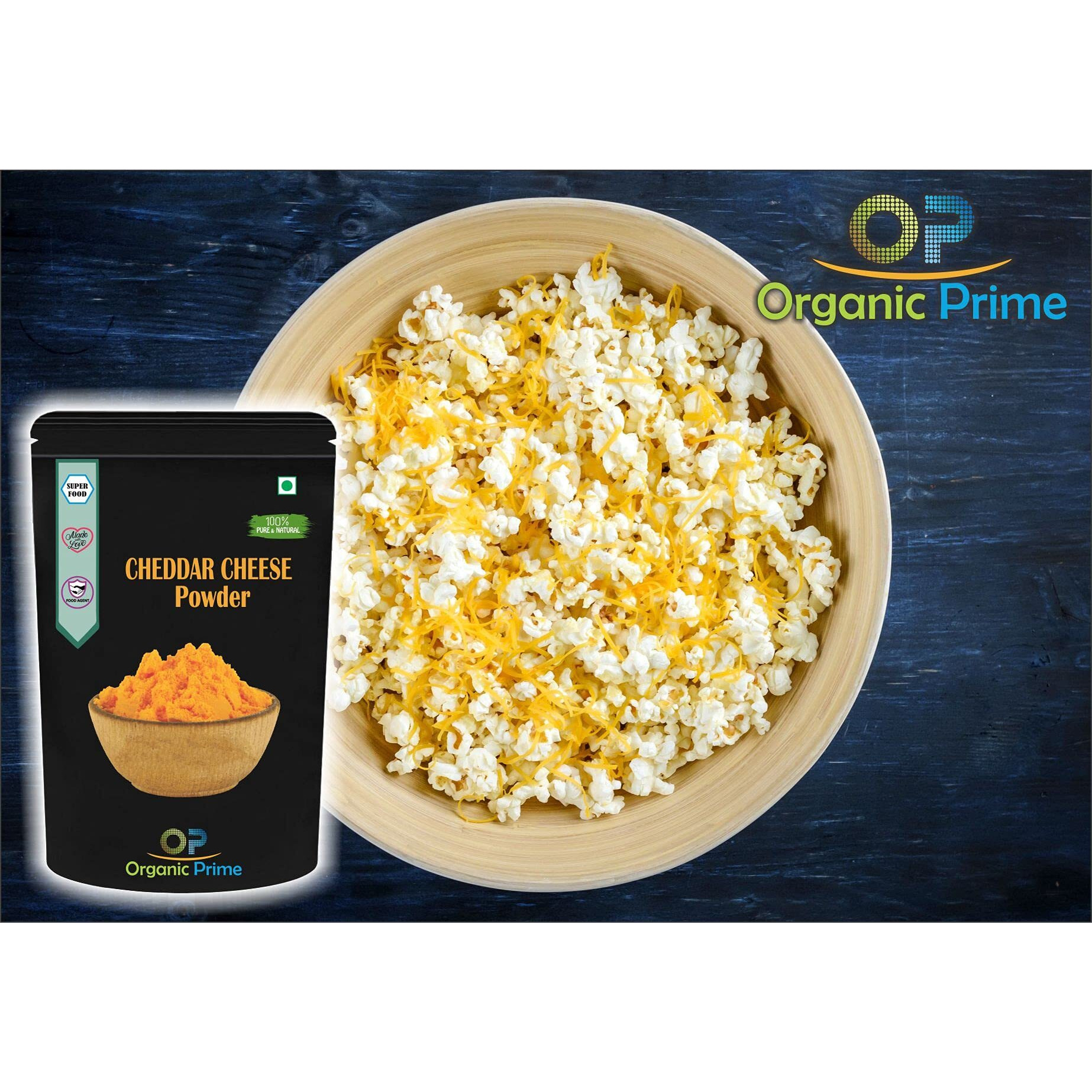 Organic Prime Cheddar Cheese Powder | Cheese Powder for Popcorn - 500 GM By Organic Prime