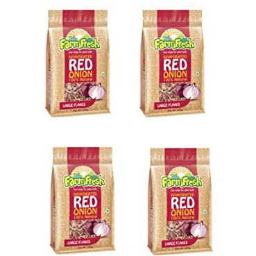 Jain Farm Fresh Dehydrated Red Onion - Large Flakes 200 g  1.2 kg Fresh Onion (Pack of 4 @ 200gm Each)