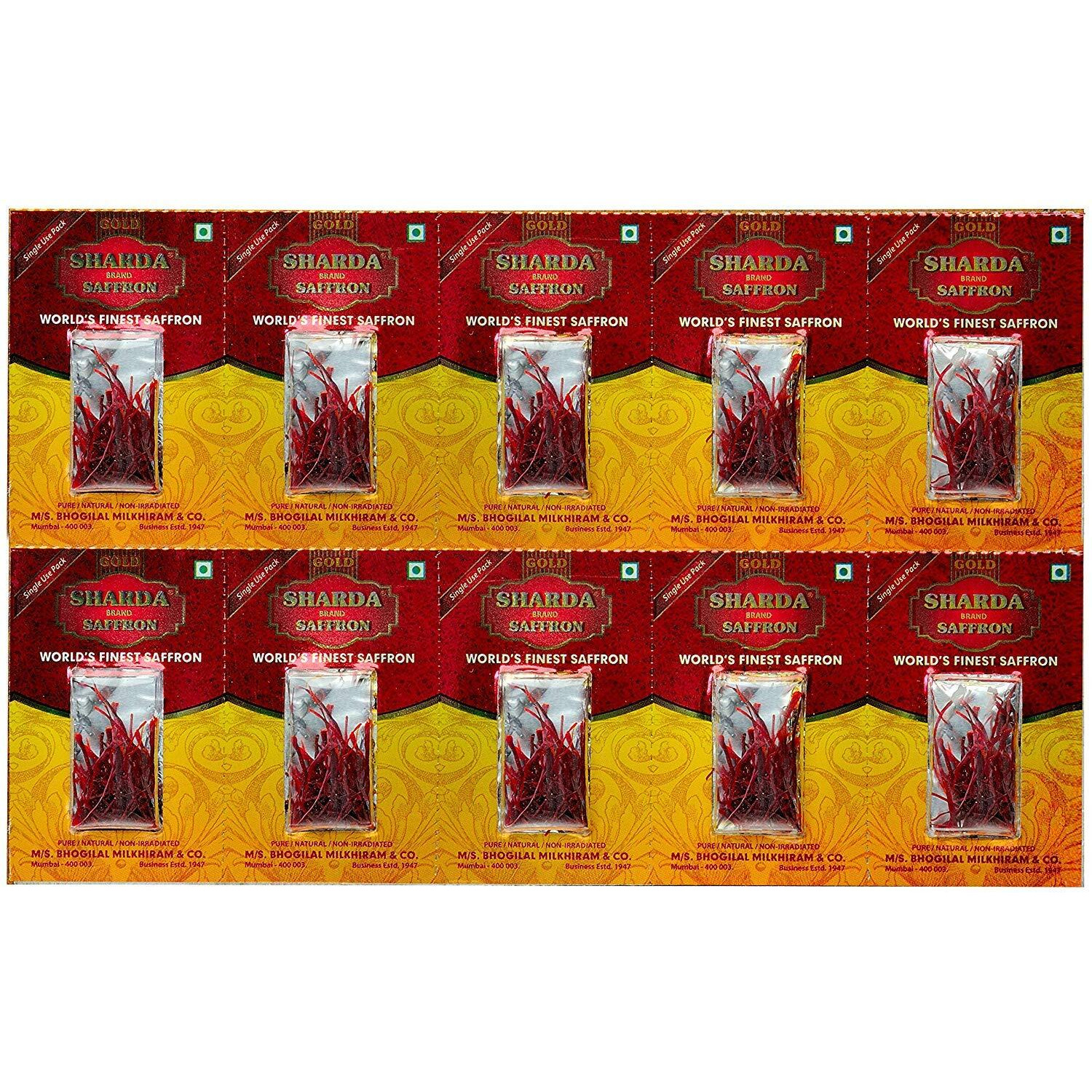 Sharda Natural and Finest Saffron Threads (50mg x Pack of 20)