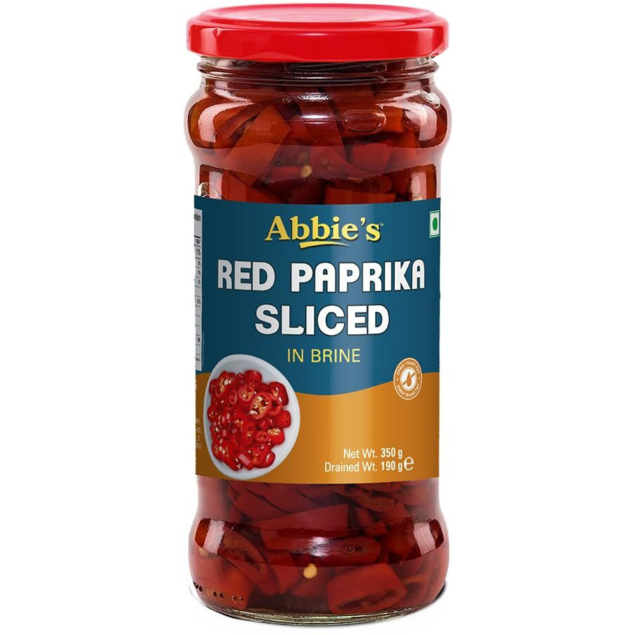 Abbies Red Paprika Sliced, 350g, Pack of 3 | Perfect For Cooking and People Who Loves Spicy Food, Sprinkling/Garnishing On Dish, Seasoning and more |